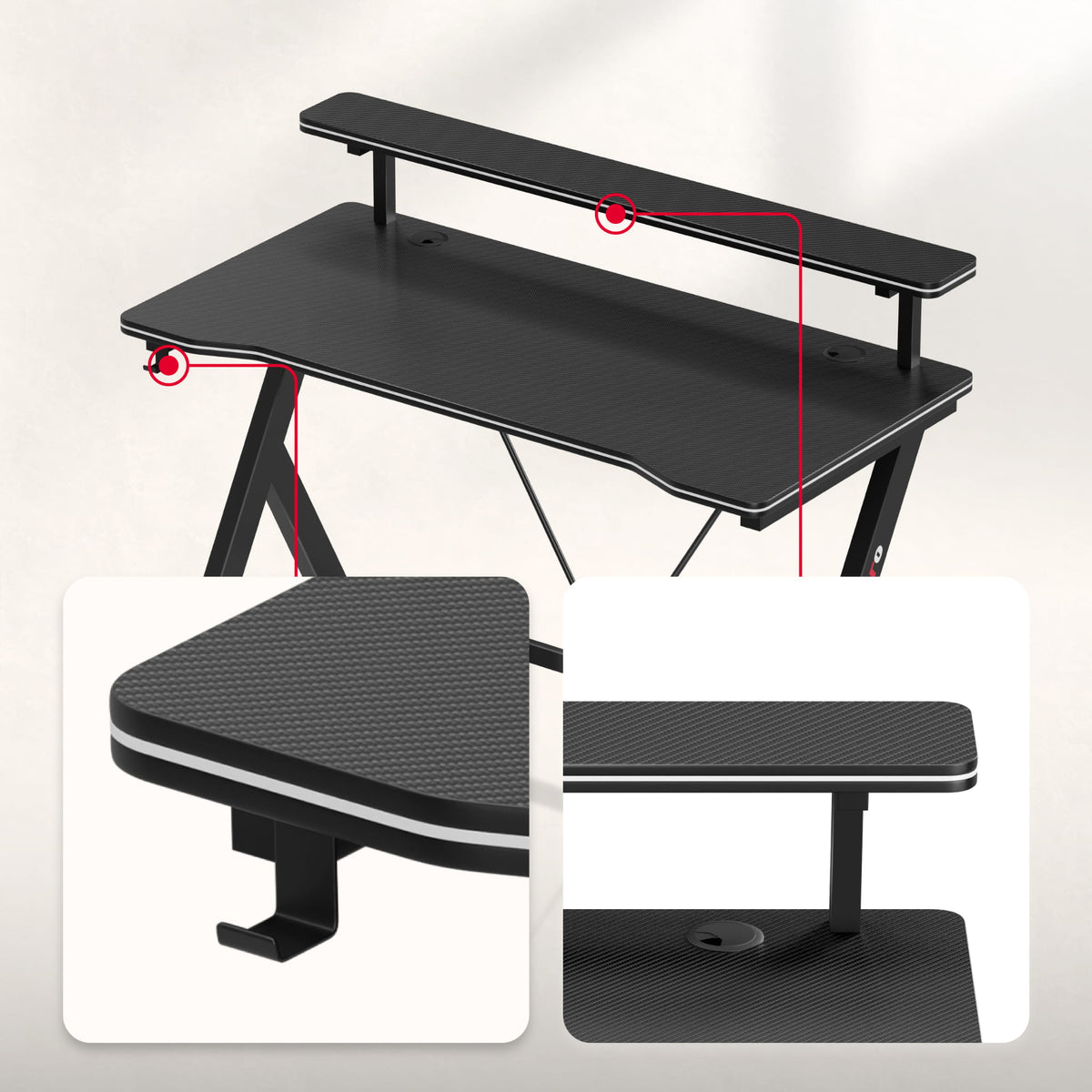 Gaming-Schreibtisch 120 cm Huzaro Hero 1.9 Schwarz