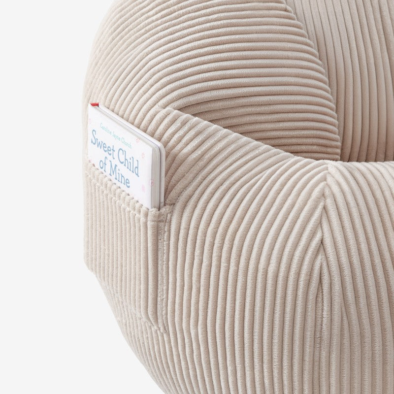 Fotel pufa sztruksowa z podnóżkiem Mark Adler Comfy 3.0 Beige