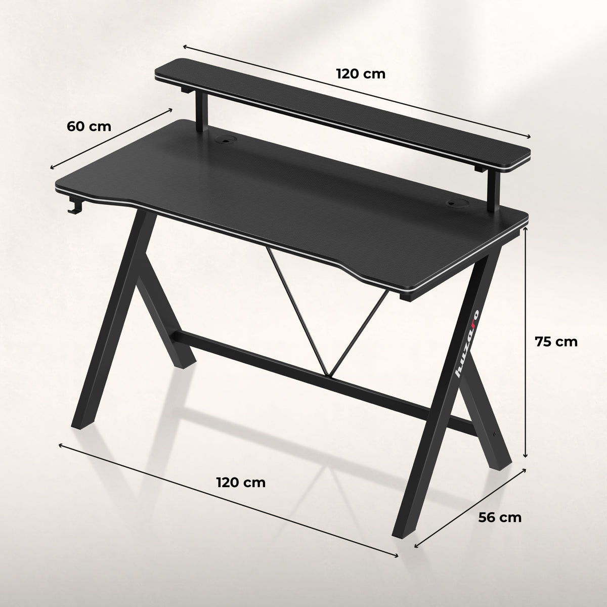 Gaming-Schreibtisch 120 cm Huzaro Hero 1.9 Schwarz