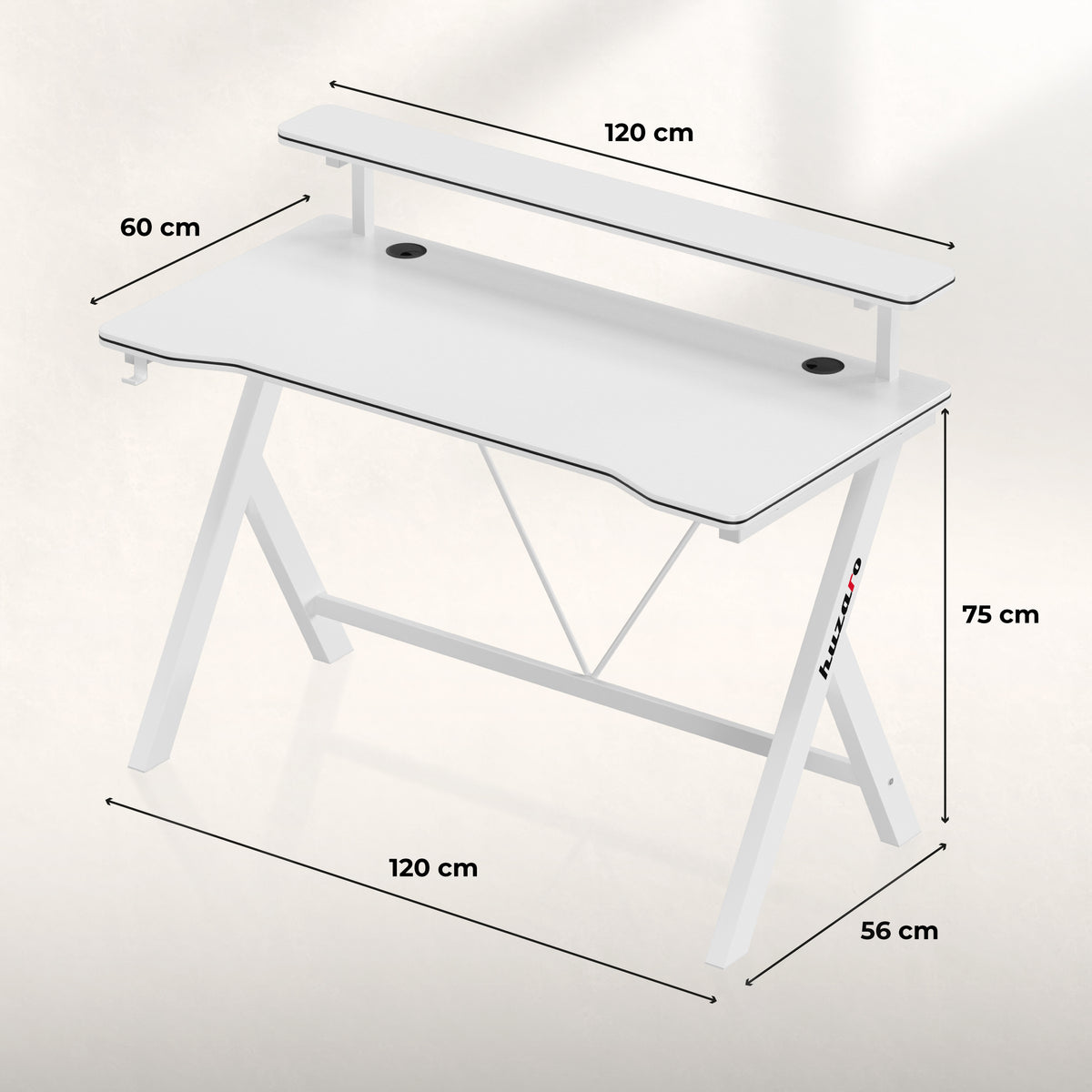 Gaming-Schreibtisch 120 cm Huzaro Hero 1.9 White