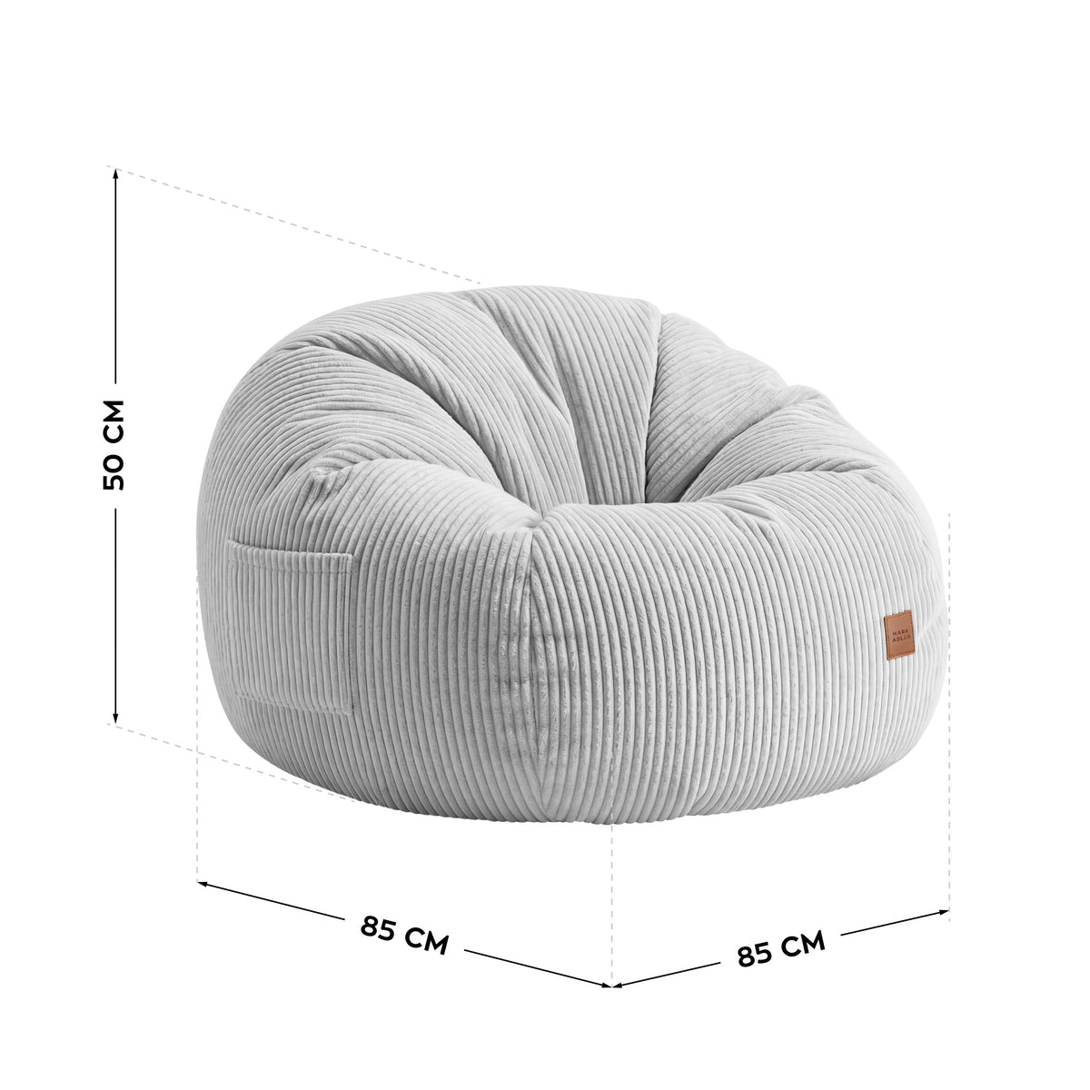 Cord-Sitzsack mit Fußstütze Mark Adler Comfy 3.0 Grey
