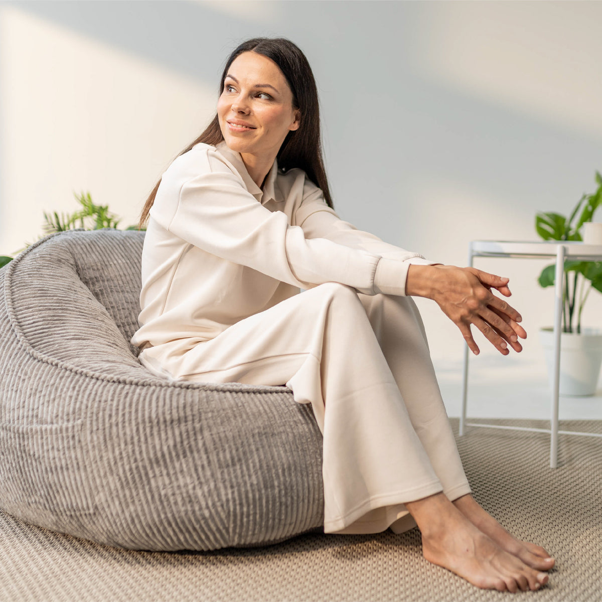 Sitzsack-Sessel mit Rückenlehne Cord Mark Adler Comfy 4.0 Grau