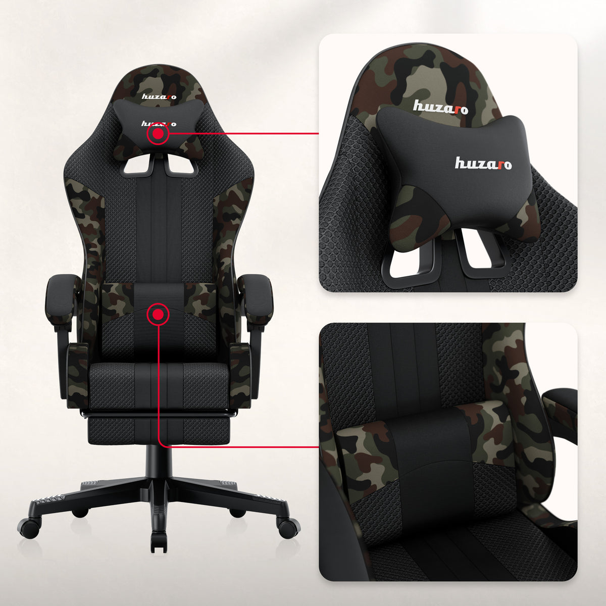 Huzaro Force 4.7 Camo Mesh Gaming-Stuhl