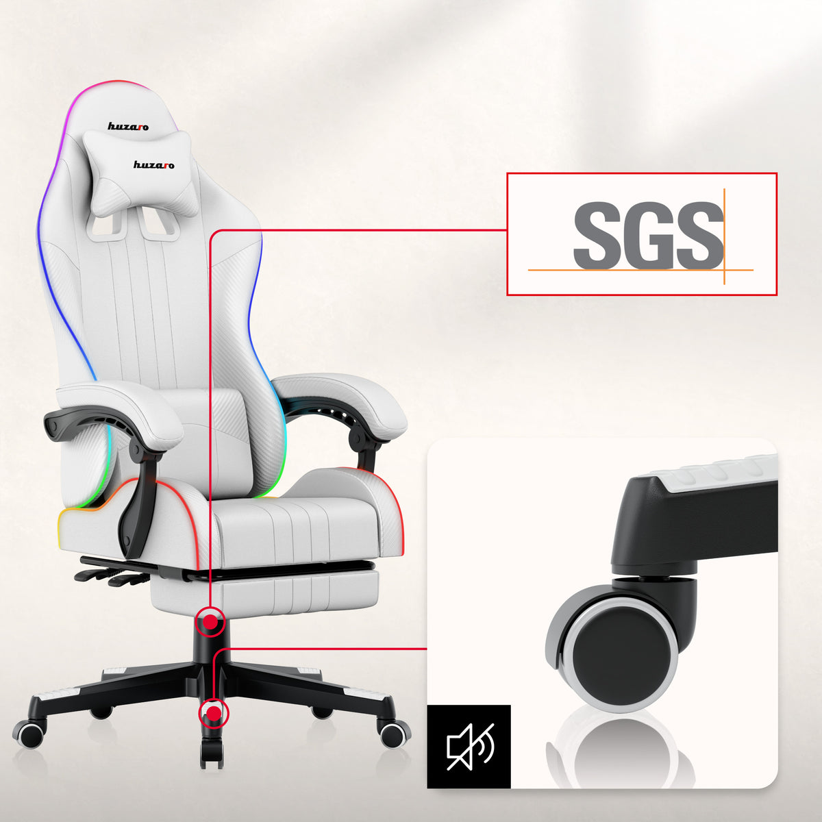 Gaming-Stuhl HUZARO Force 4.7 RGB White