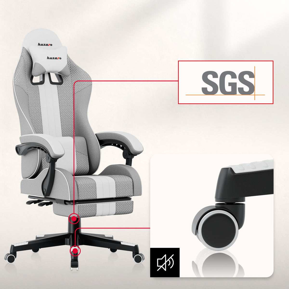 Gaming-Stuhl HUZARO Force 4.7 White Mesh