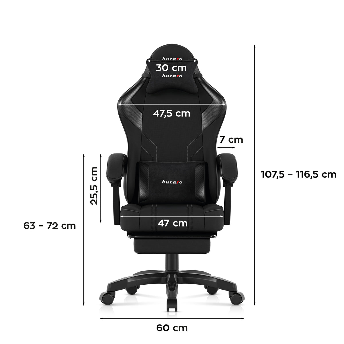 Huzaro Force 3.7 Carbon Black Gaming-Stuhl