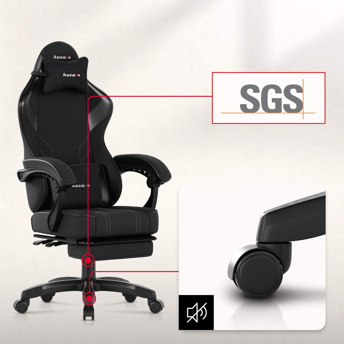 Huzaro Force 3.7 Carbon Black Gaming-Stuhl