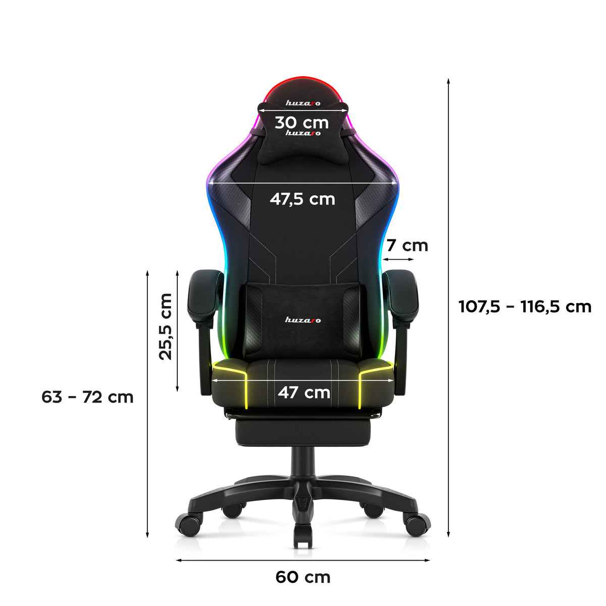Huzaro Force 3.7 RGB Black Gaming-Stuhl