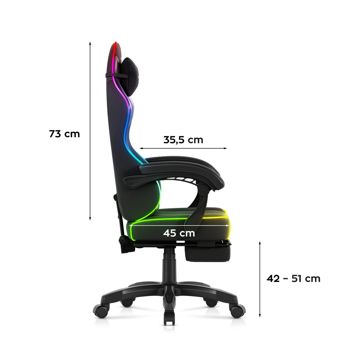Huzaro Force 3.7 RGB Black Gaming-Stuhl