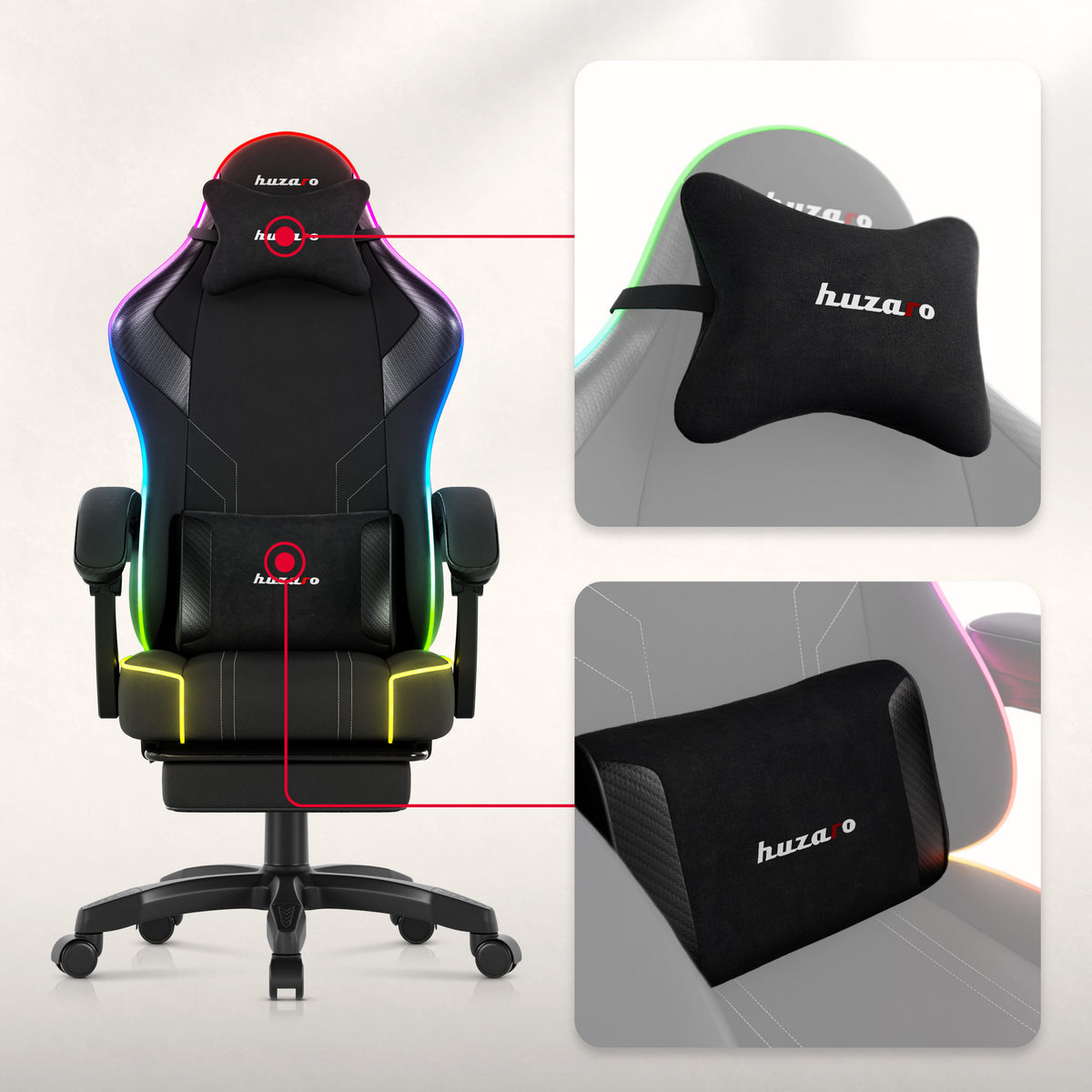 Huzaro Force 3.7 RGB Black Gaming-Stuhl