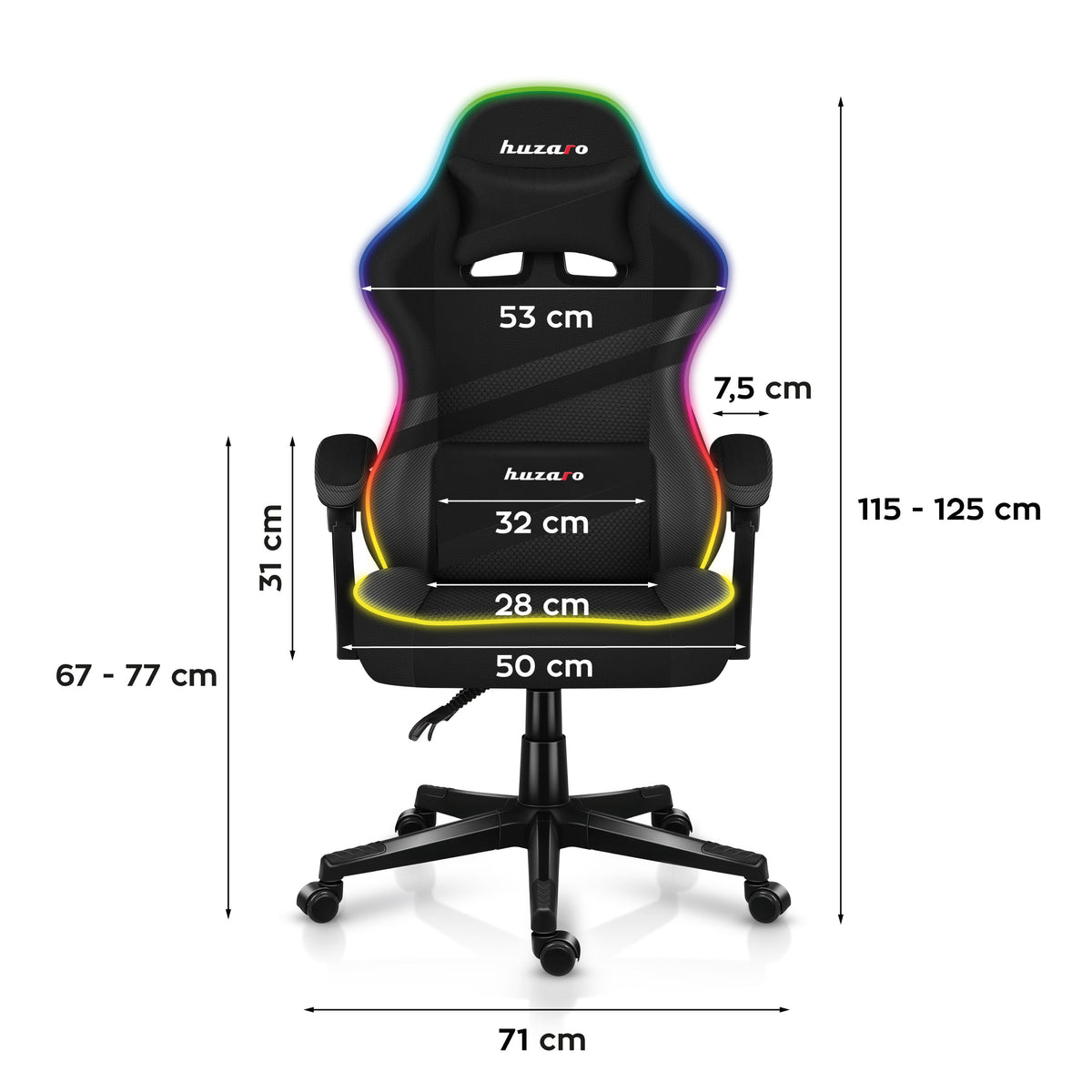 Gaming-Sessel HUZARO FORCE 4.4 RGB Schwarz