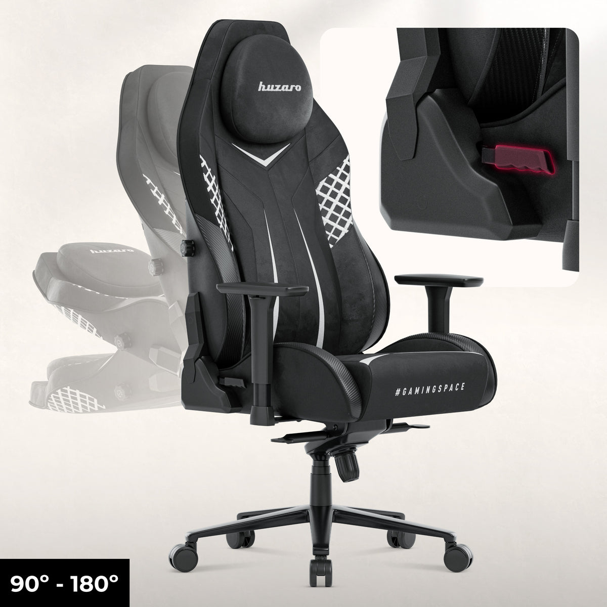 Gaming-Stuhl aus Wildleder Huzaro Force 8.3 Carbon Black