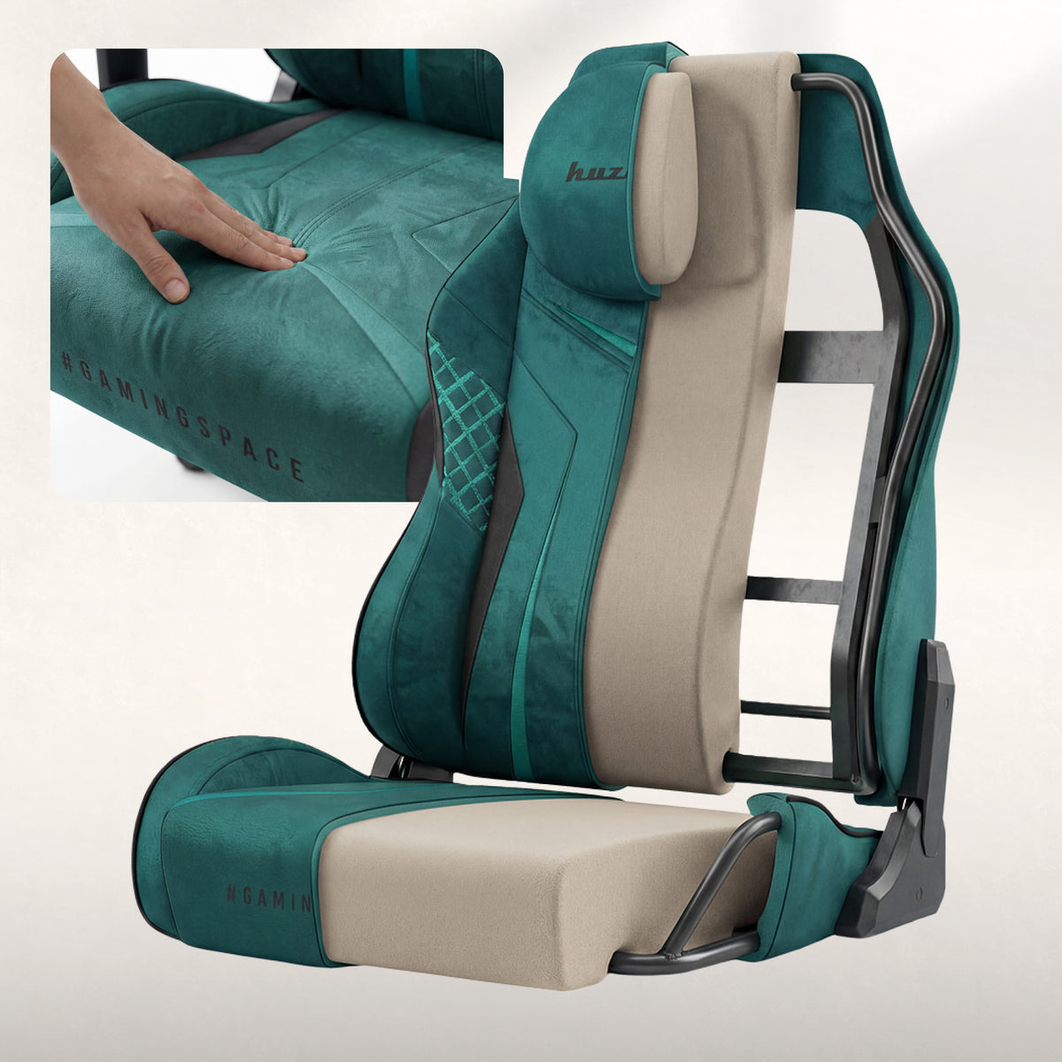 Gaming-Stuhl aus Wildleder Huzaro Force 8.3 Green