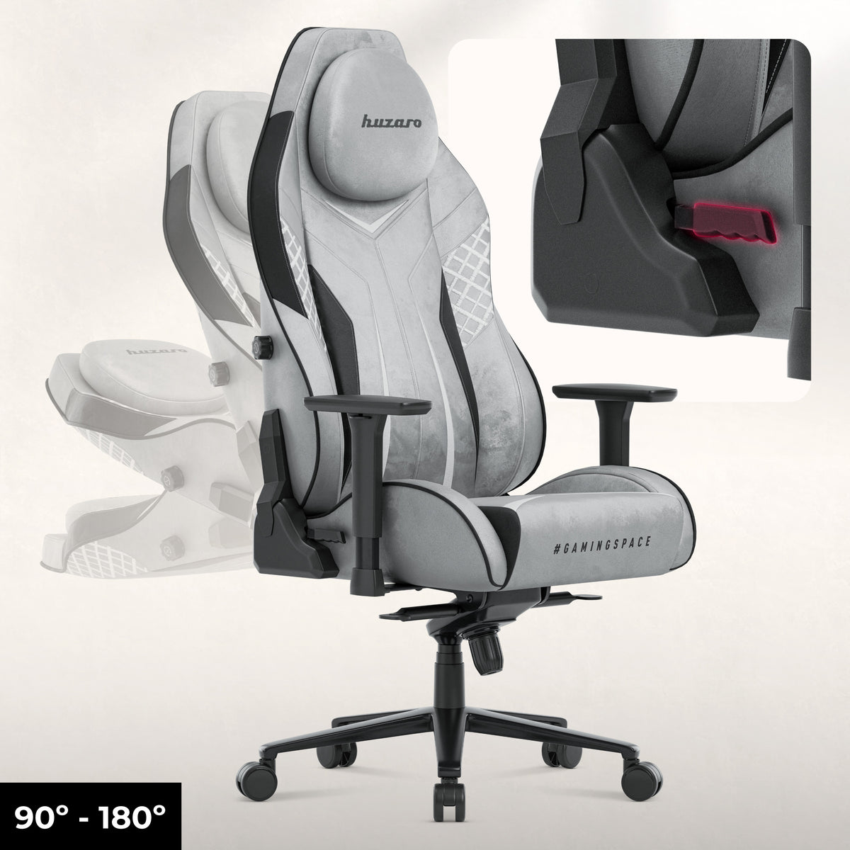 Gaming-Stuhl aus Wildleder Huzaro Force 8.3 Grey