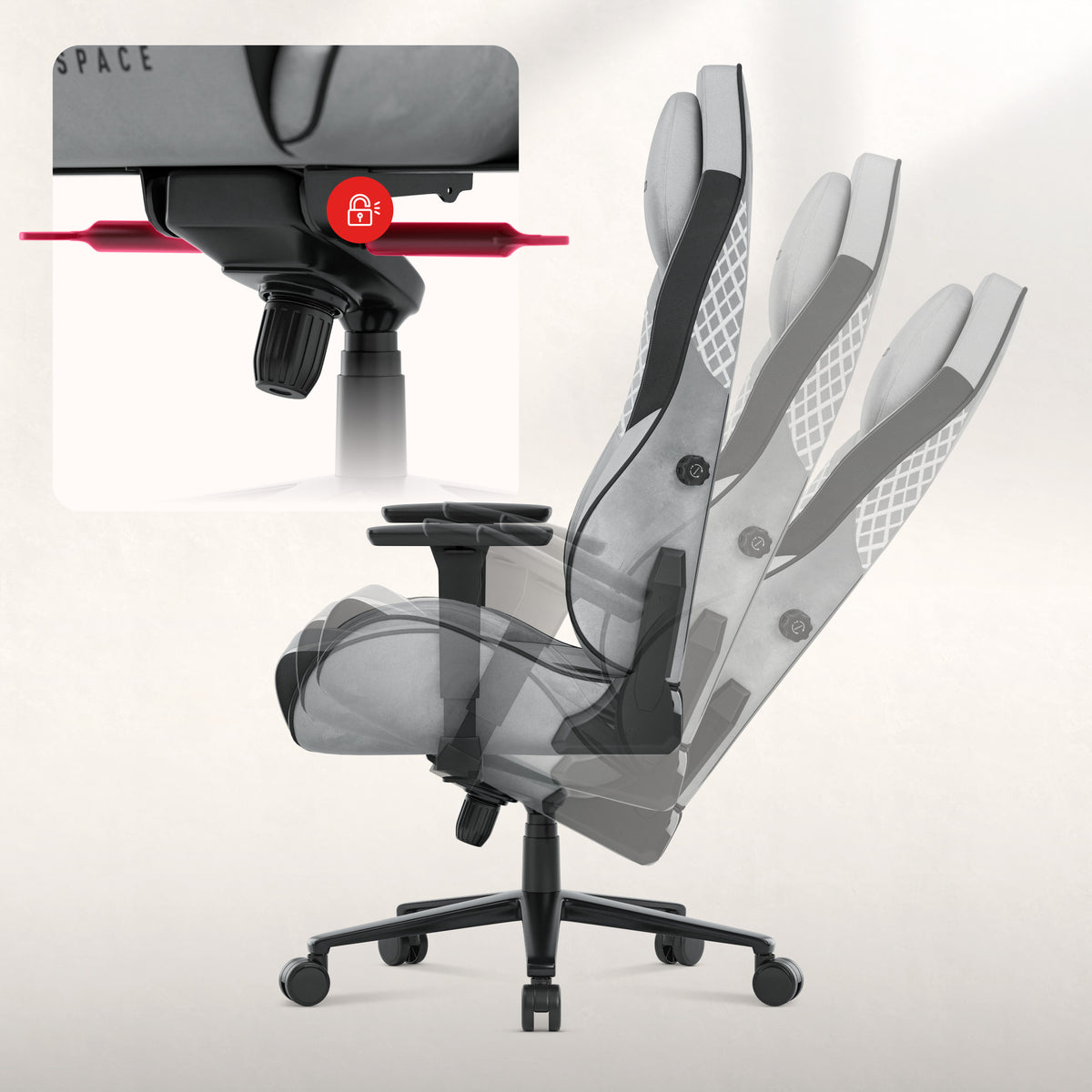 Gaming-Stuhl aus Wildleder Huzaro Force 8.3 Grey