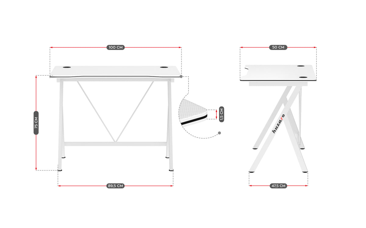 Gaming-Schreibtisch Huzaro Hero 1.4 White 100 cm