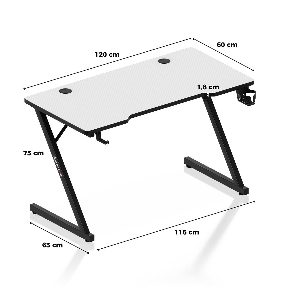Huzaro Hero 2.5 White Gaming-Schreibtisch 120 cm