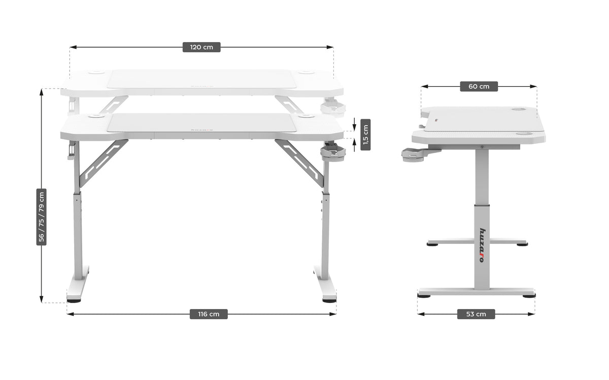 Gaming-Schreibtisch HUZARO Hero 2.6 White 120 cm