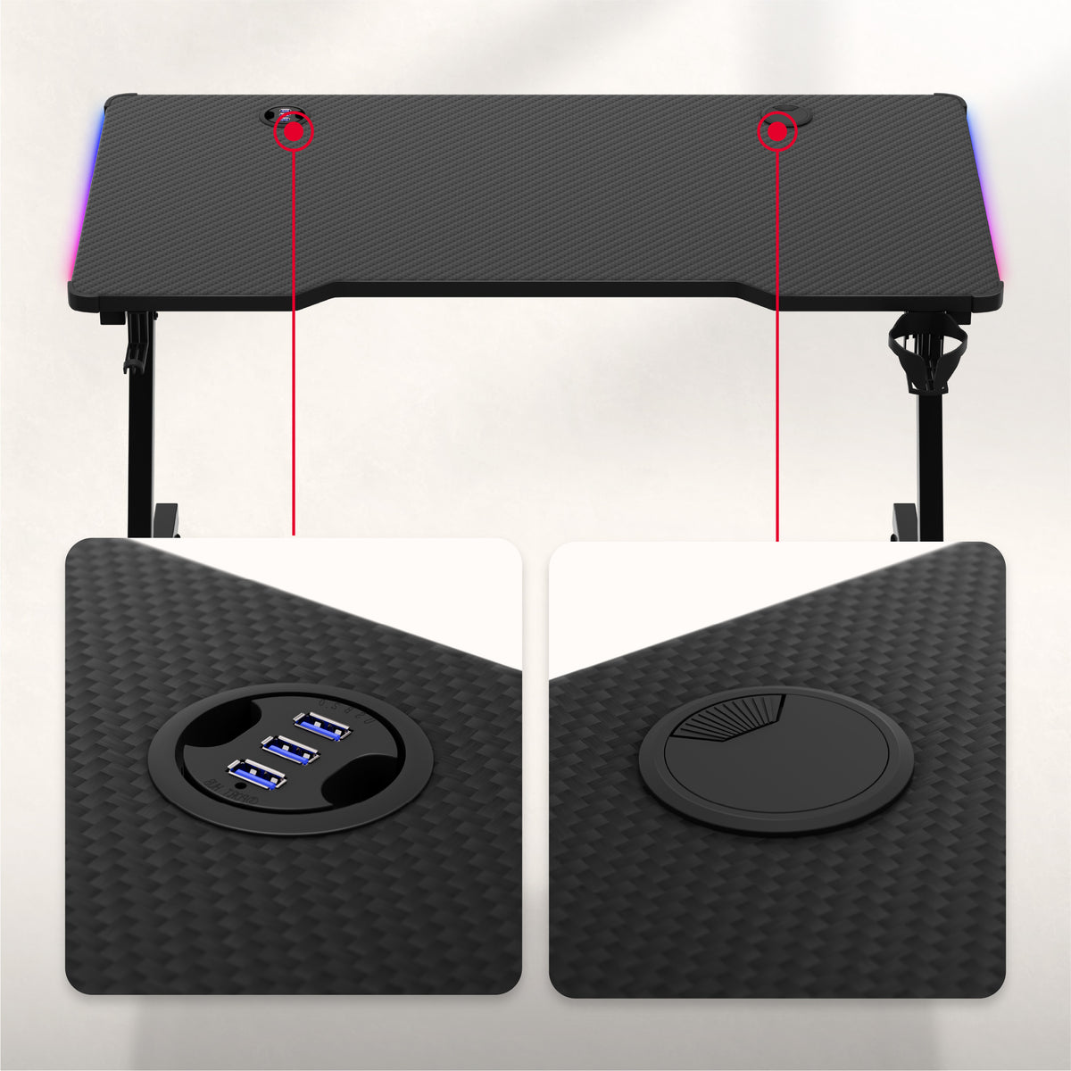 Gaming-Schreibtisch Huzaro Hero 2.5 RGB LED Schwarz 120 cm