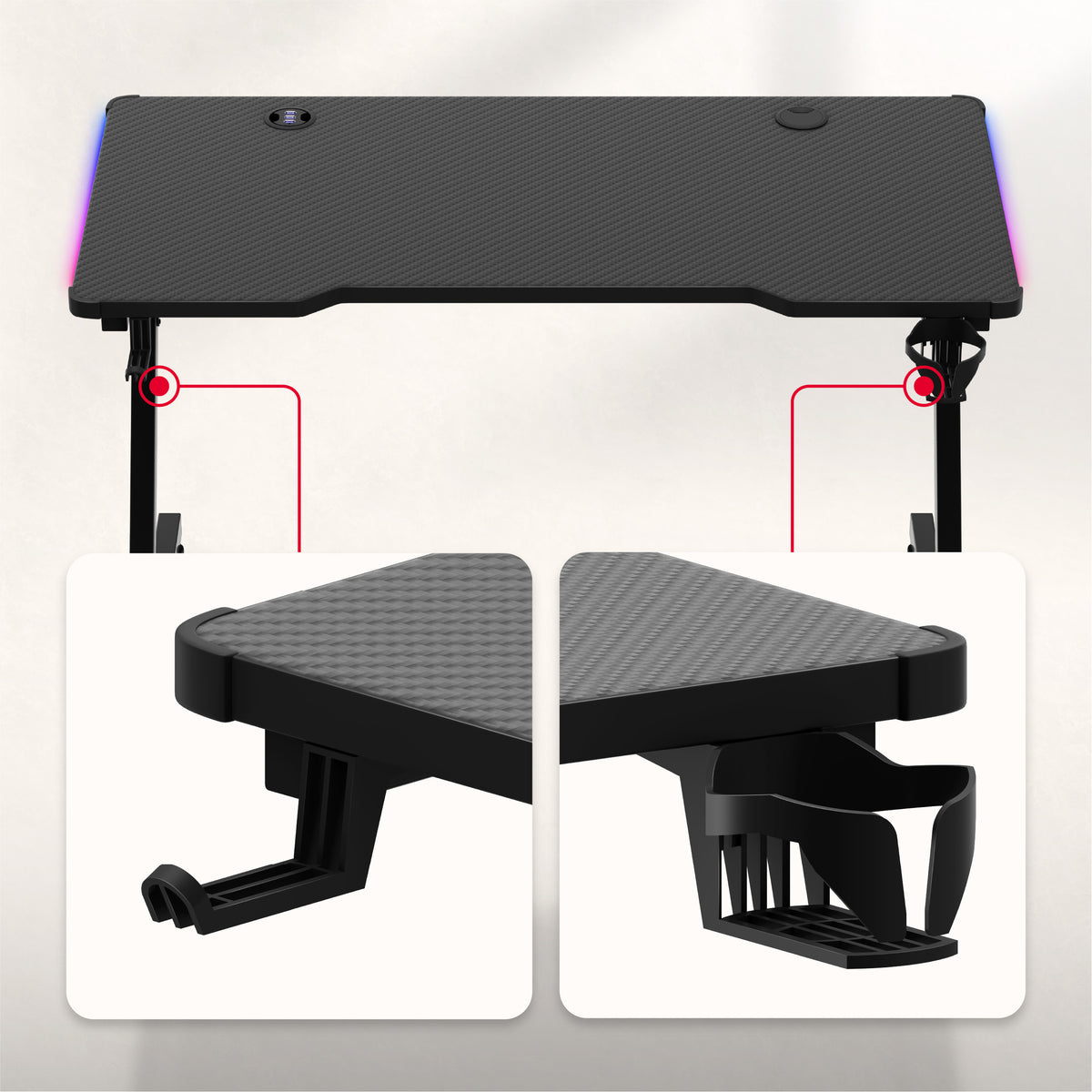 Gaming-Schreibtisch Huzaro Hero 2.5 RGB LED Schwarz 120 cm
