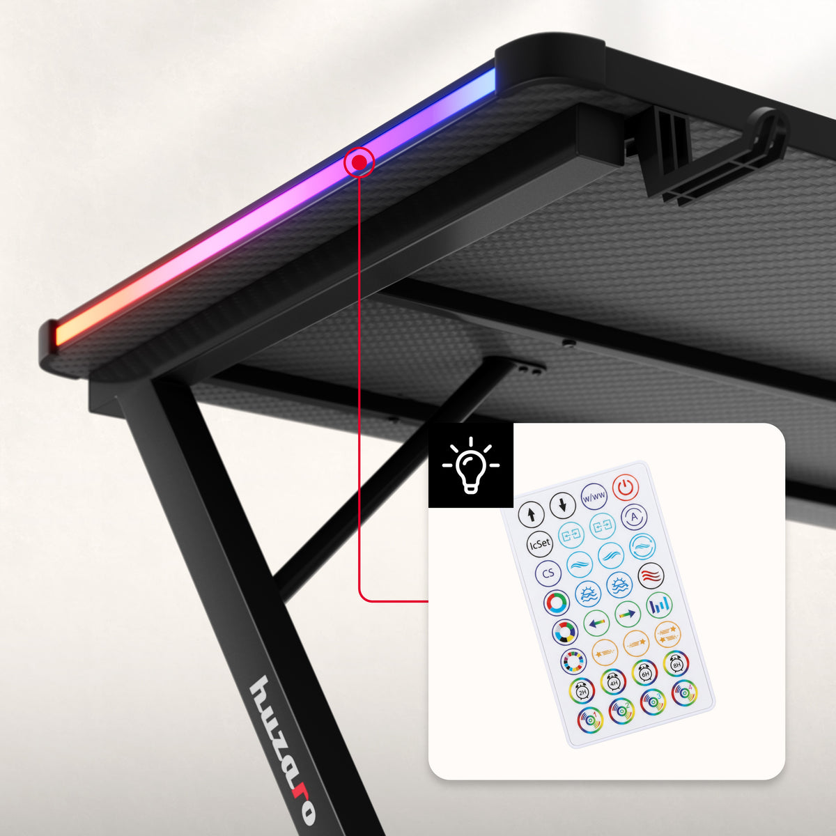 Gaming-Schreibtisch Huzaro Hero 2.5 RGB LED Schwarz 120 cm
