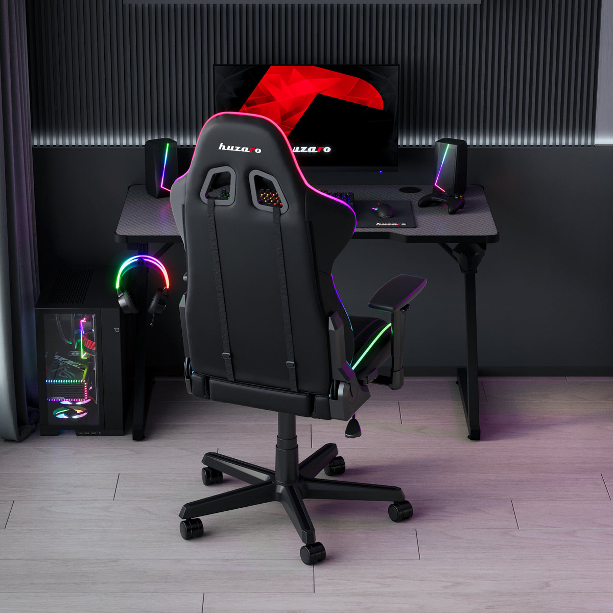 Gaming-Schreibtisch Huzaro Hero 2.5 RGB LED Schwarz 120 cm