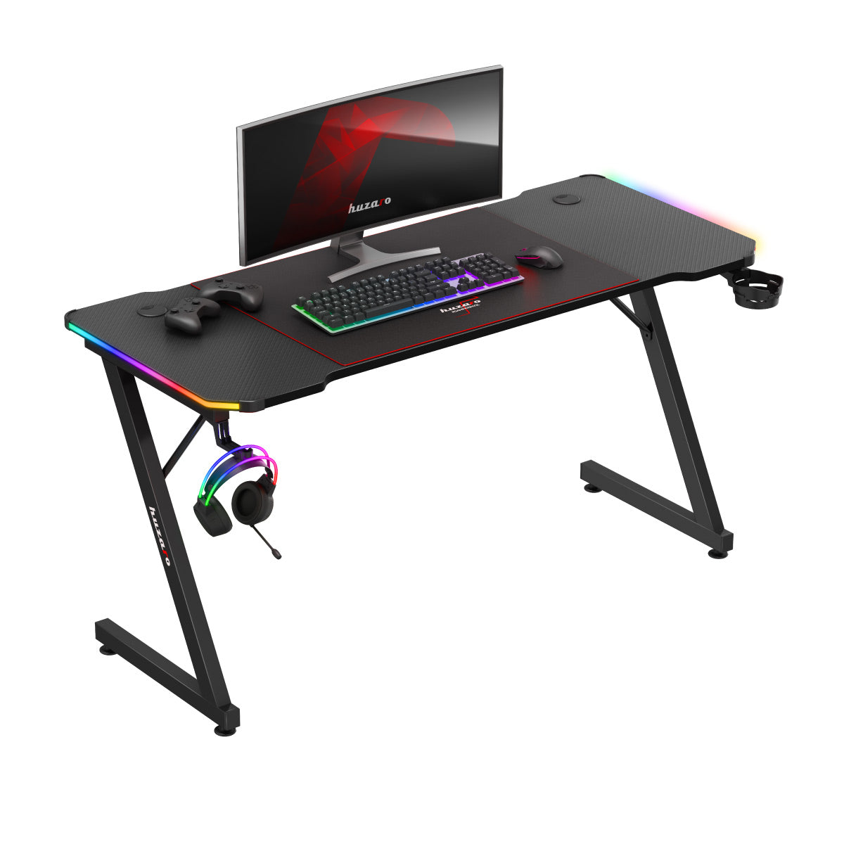 Gaming-Schreibtisch Huzaro Hero 3.3 RGB Schwarz 140 cm