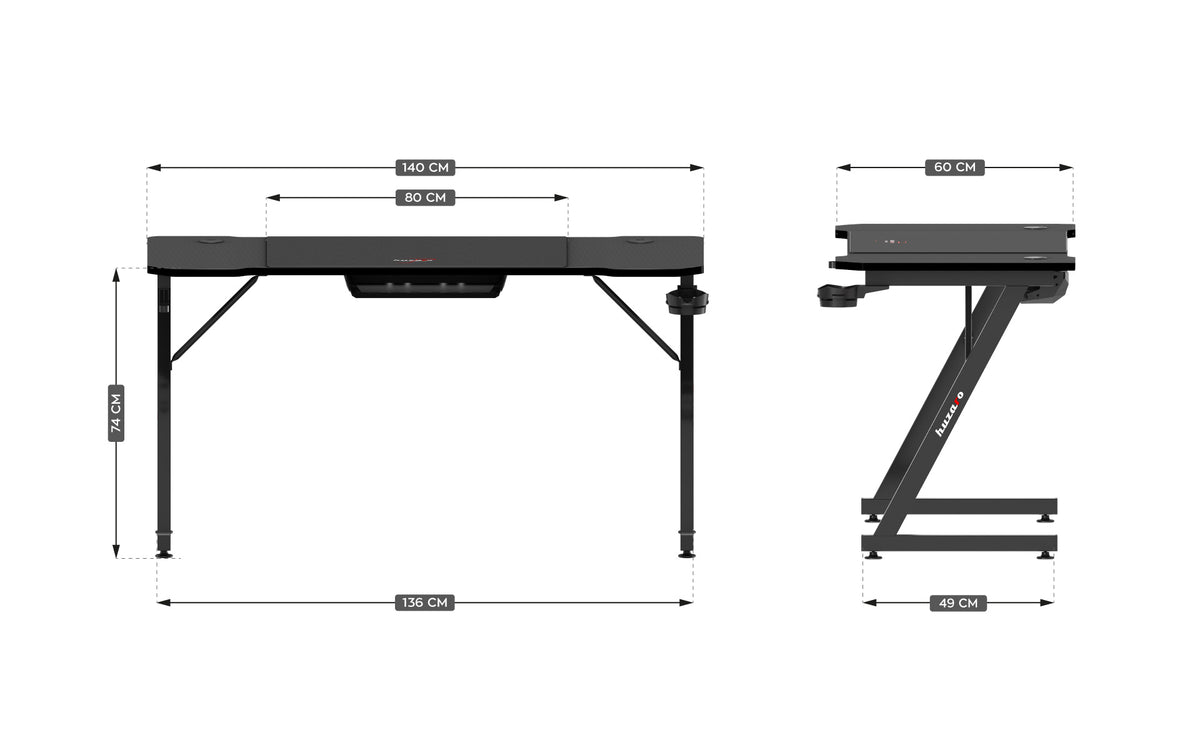 Gaming-Schreibtisch Huzaro Hero 3.3 Black 140 cm