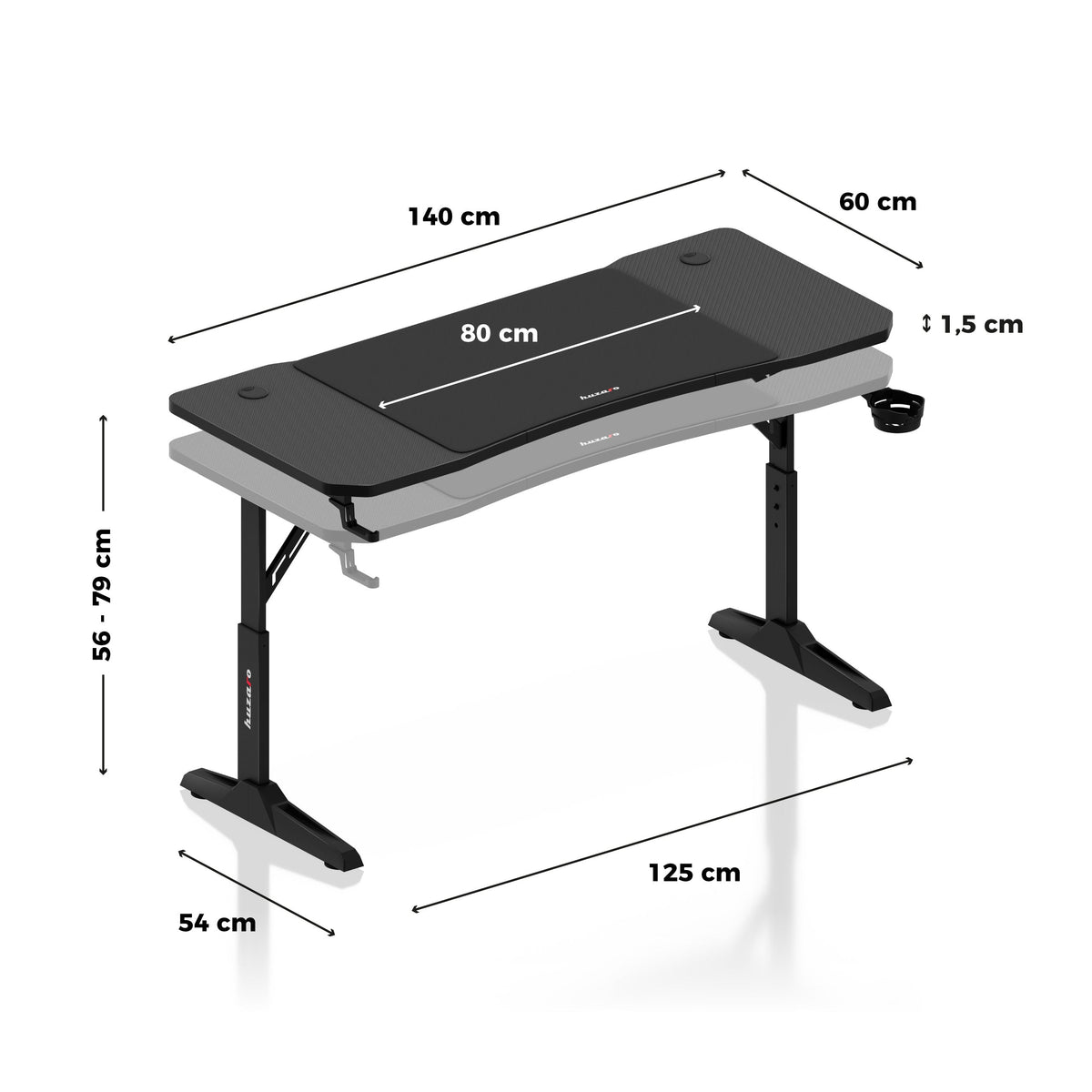 Gaming-Schreibtisch Huzaro Hero 3.6 Black