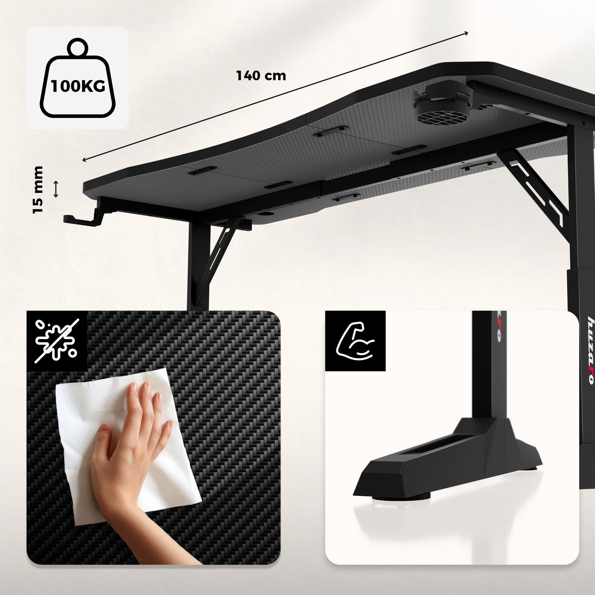 Gaming-Schreibtisch Huzaro Hero 3.6 Black