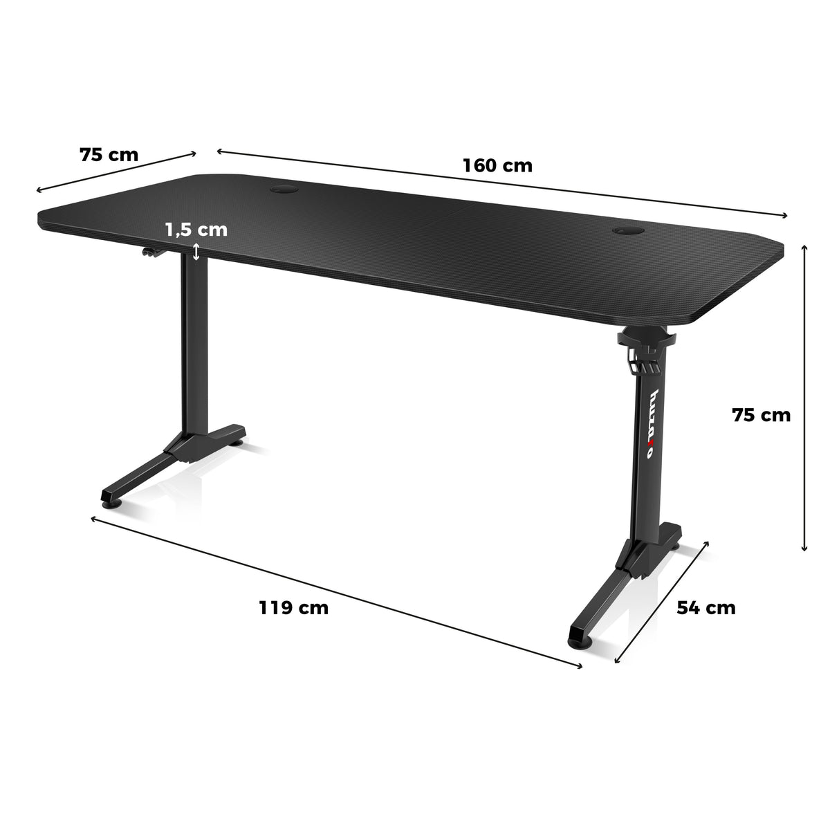 Gaming-Schreibtisch Huzaro Hero 4.7 Black 160 cm
