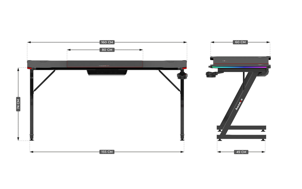 Gaming-Schreibtisch Huzaro Hero 4.8 RGB Black 160 cm