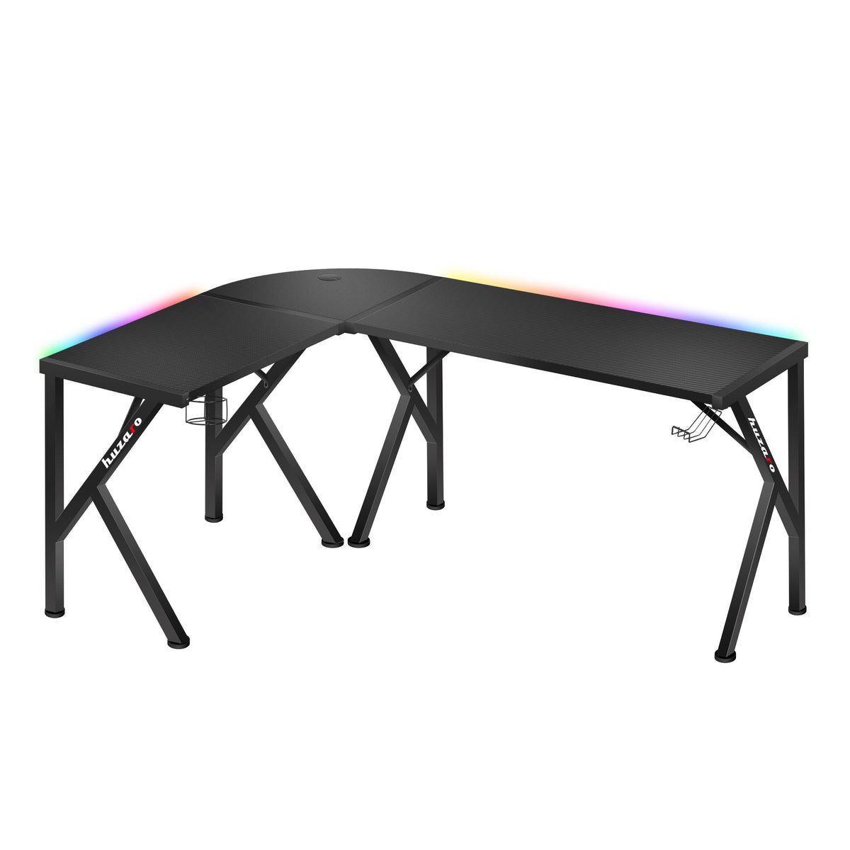 Huzaro Hero 6.3 RGB Gaming-Eckschreibtisch, Schwarz, 154 cm