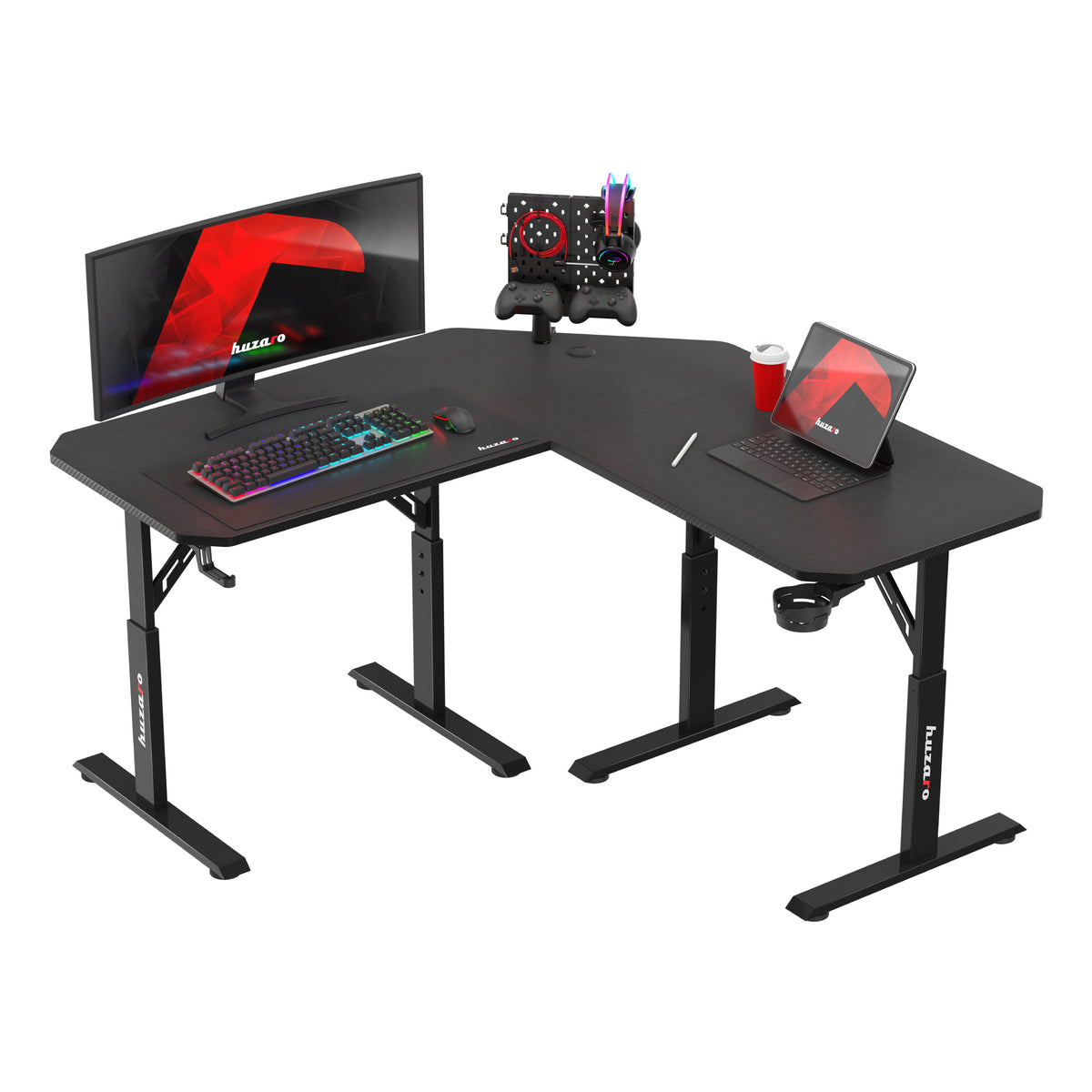 Gaming-Eckschreibtisch Huzaro Hero 7.3 Black mit Höhenverstellung