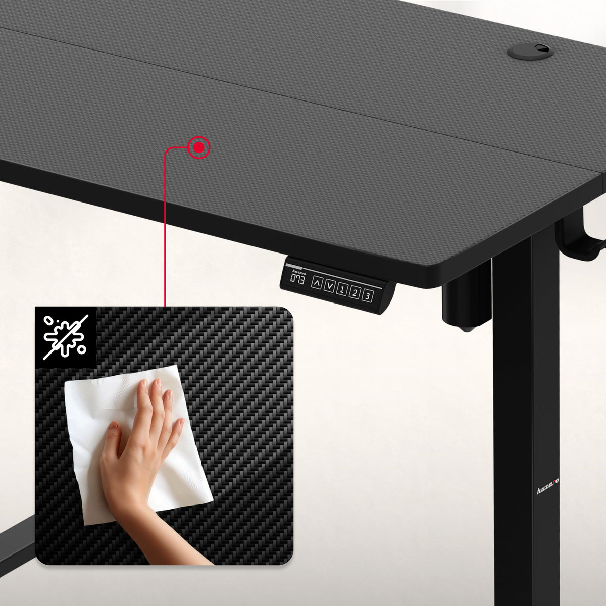 Elektrisch höhenverstellbarer Schreibtisch auf Rollen Huzaro Hero 7.8 Black