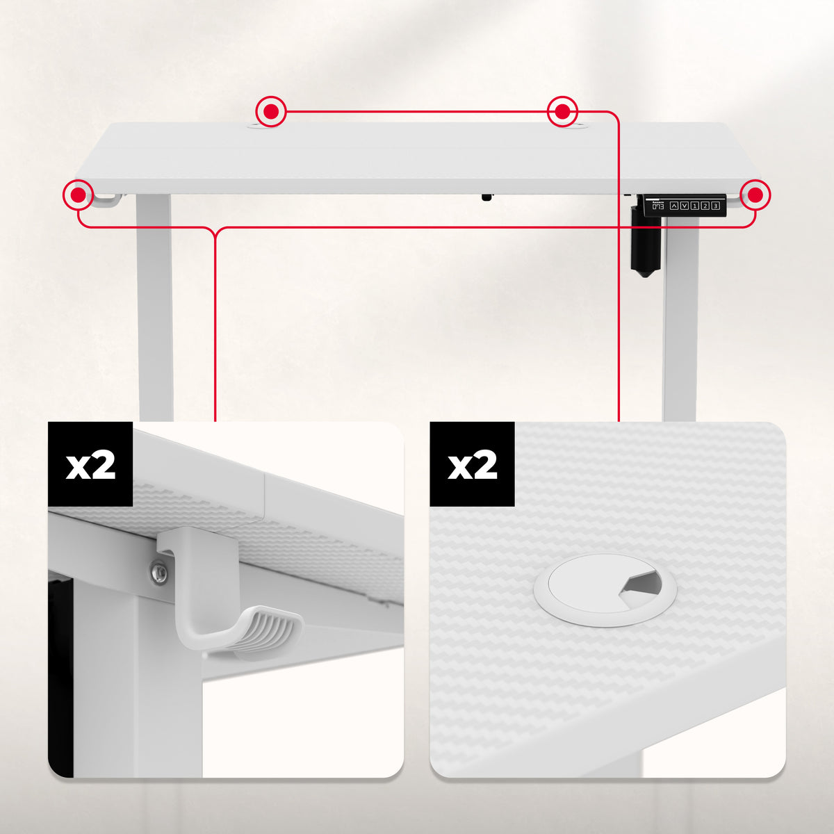 Elektrisch höhenverstellbarer Schreibtisch auf Rollen Huzaro Hero 7.8 White