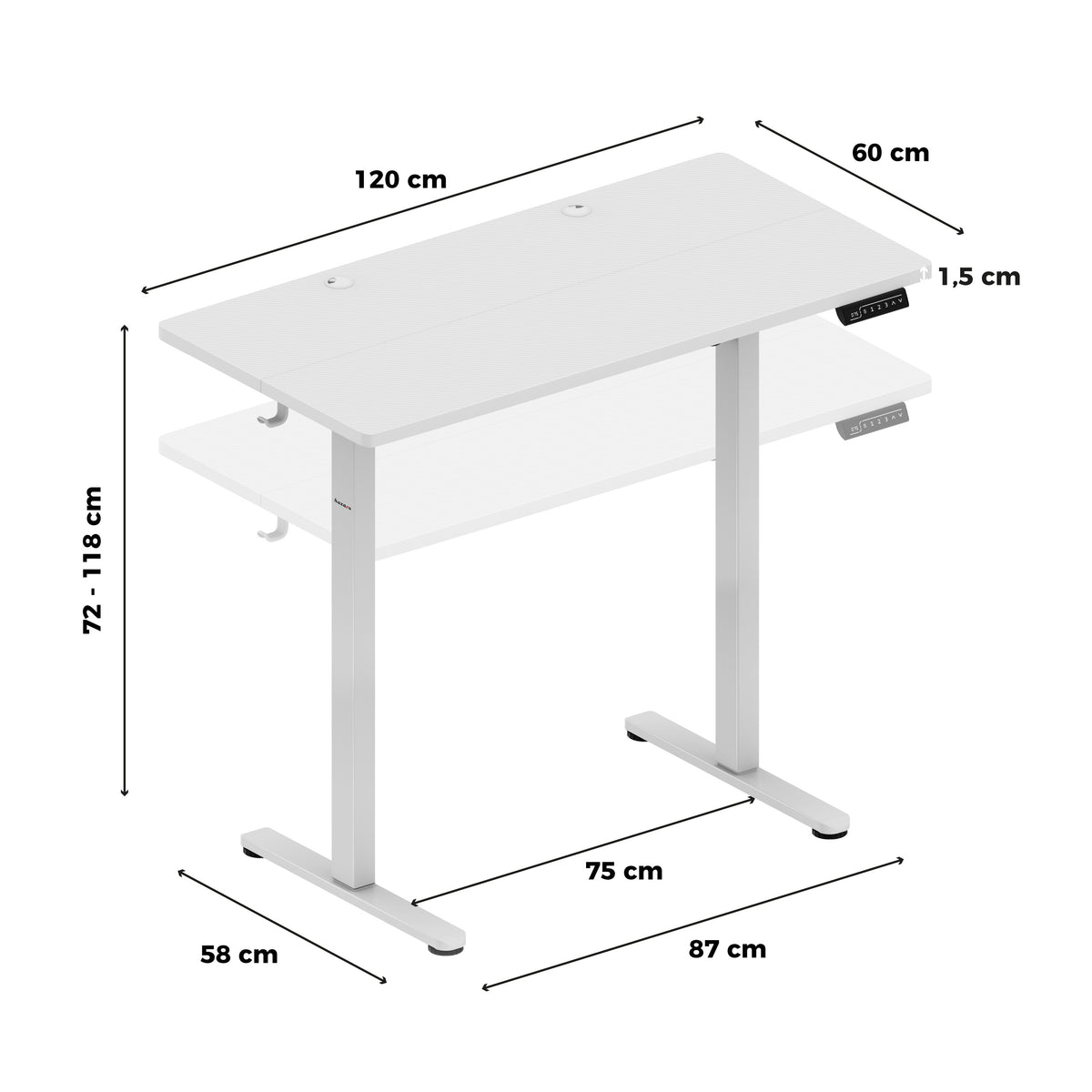 Elektrischer Gaming-Schreibtisch Huzaro Hero 8.1 White