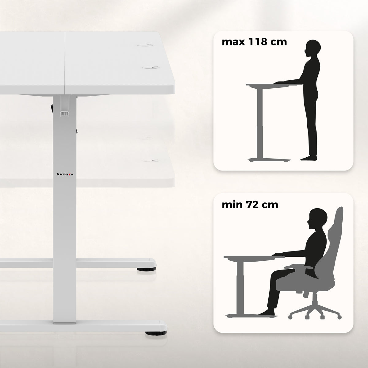Elektrische Höhenverstellung der Tischplatte: 72 - 118 cm