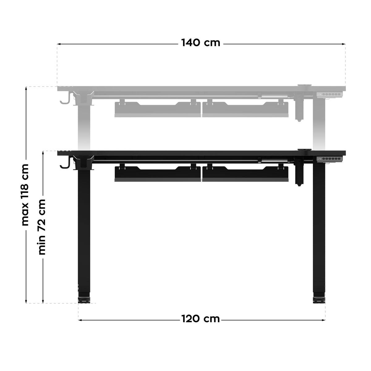 Elektrischer Schreibtisch Huzaro Hero 8.7 RGB LED 140 cm