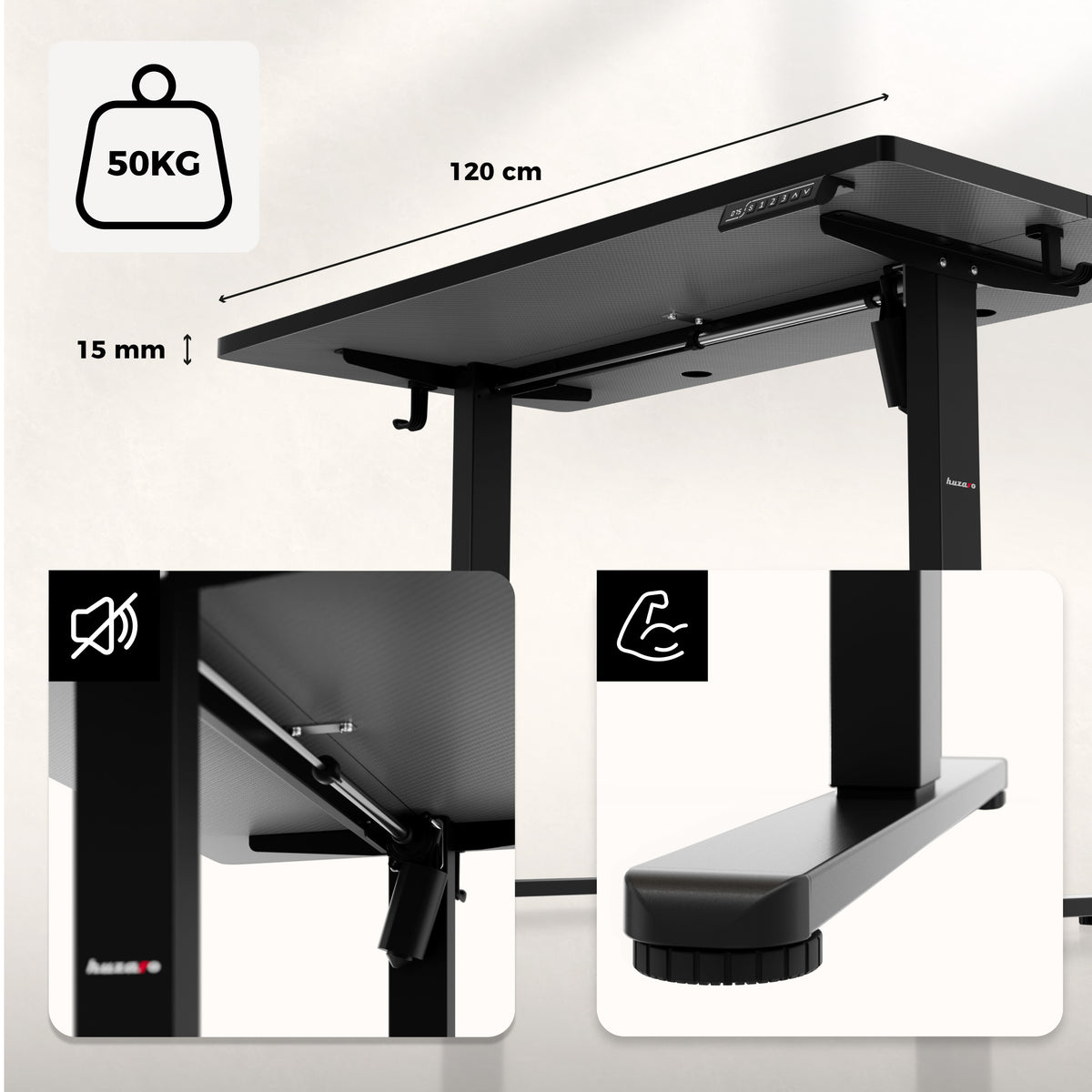 Elektrischer Gaming-Schreibtisch Huzaro Hero 8.1 White