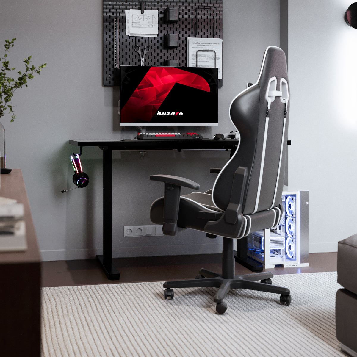 Elektrischer Gaming-Schreibtisch Huzaro Hero 8.1 White