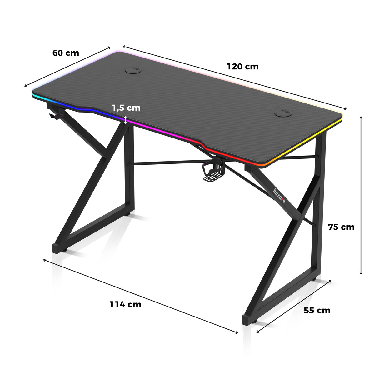 Gaming-Schreibtisch Hero 1.7 RGB Black 120 cm