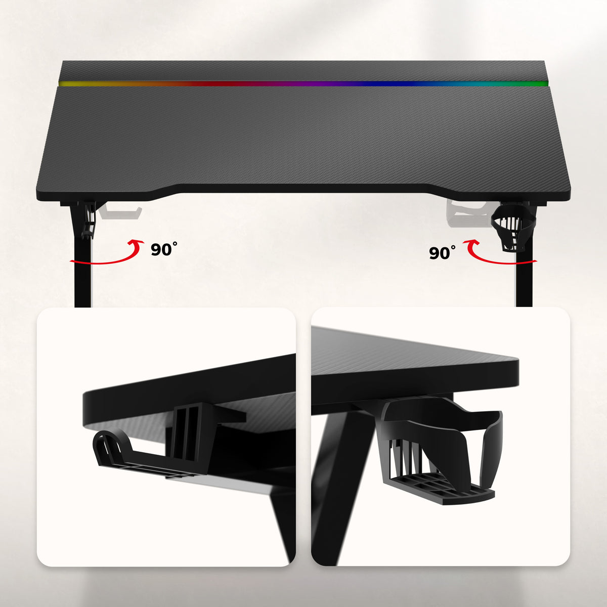 Gaming-Schreibtisch mit LED-Beleuchtung Huzaro Hero 2.4 RGB Black