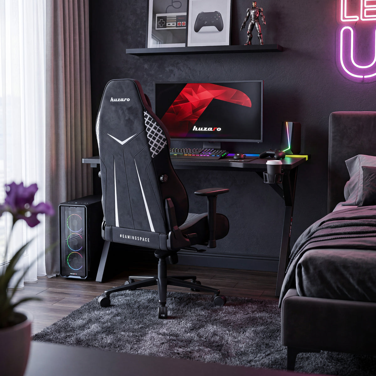 Gaming-Schreibtisch mit LED-Beleuchtung Huzaro Hero 2.4 RGB Black