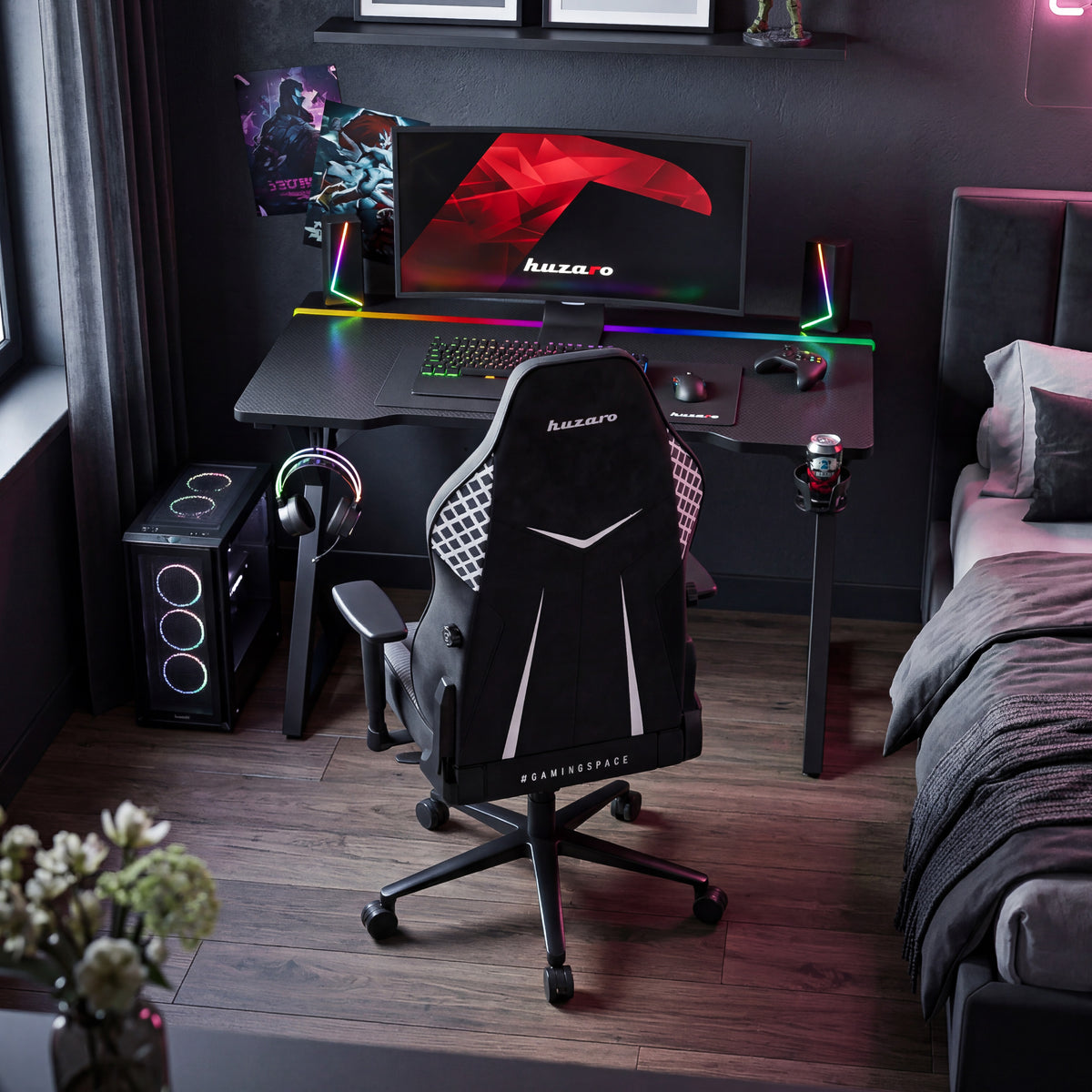 Gaming-Schreibtisch mit LED-Beleuchtung Huzaro Hero 2.4 RGB Black
