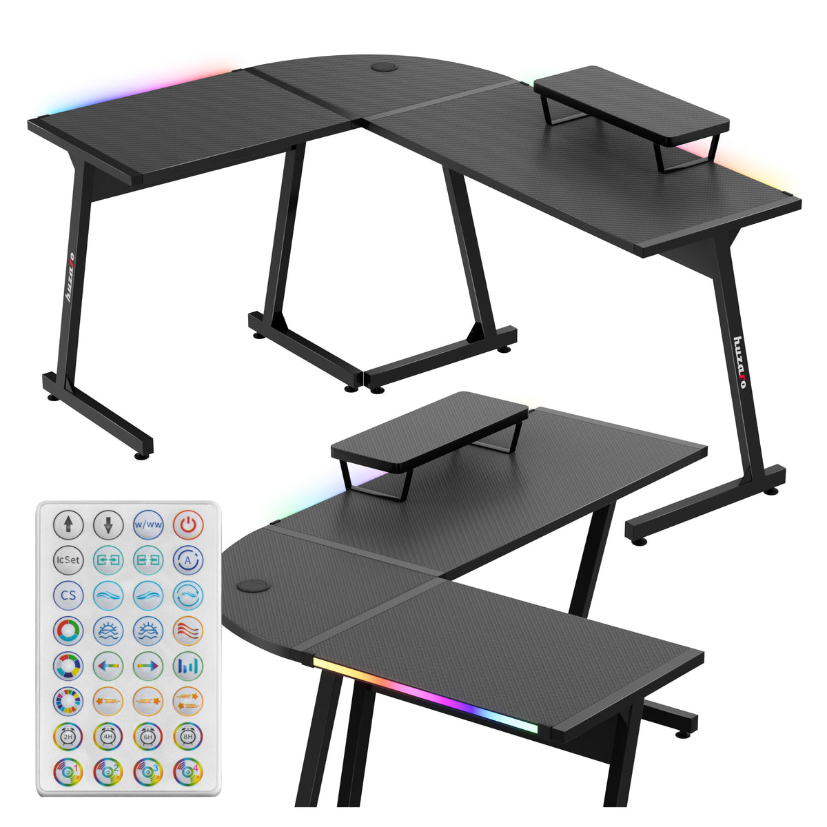 Gaming-Eckschreibtisch HUZARO Hero 6.0 RGB Smart Schwarz 147 cm