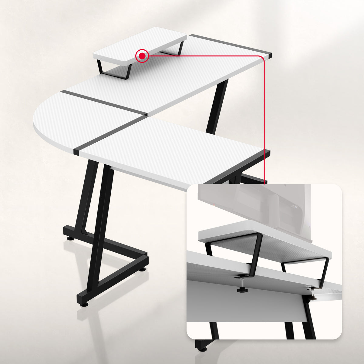 Gaming-Eckschreibtisch Huzaro Hero 6.0 White 147 cm