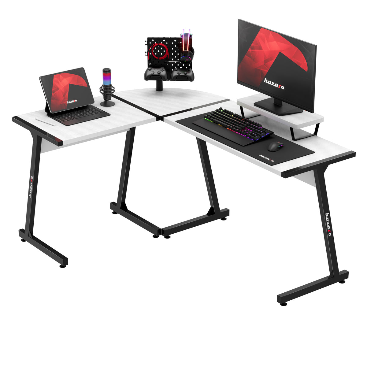 Gaming-Eckschreibtisch Huzaro Hero 6.0 White 147 cm