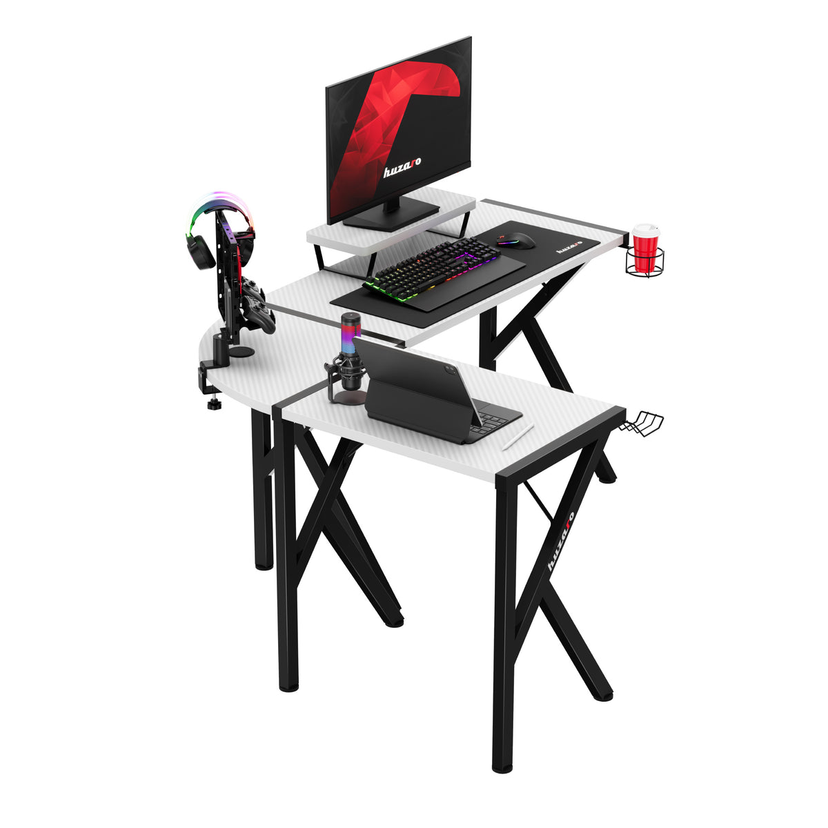 Gaming-Eckschreibtisch Huzaro Hero 6.3 White 154 cm