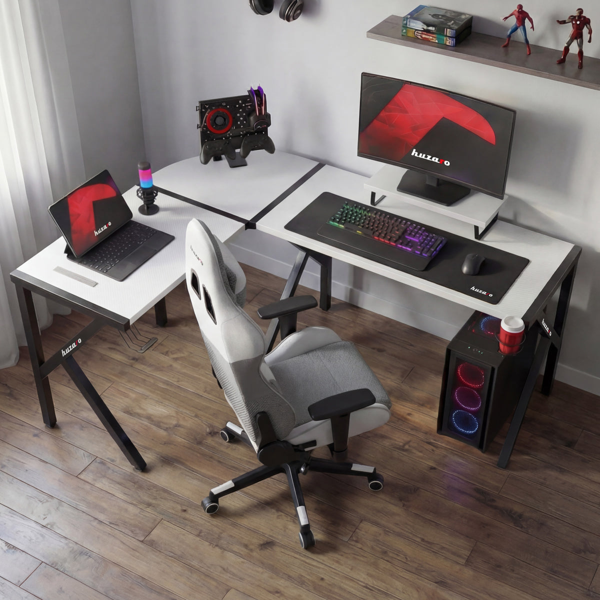 Gaming-Eckschreibtisch Huzaro Hero 6.3 White 154 cm